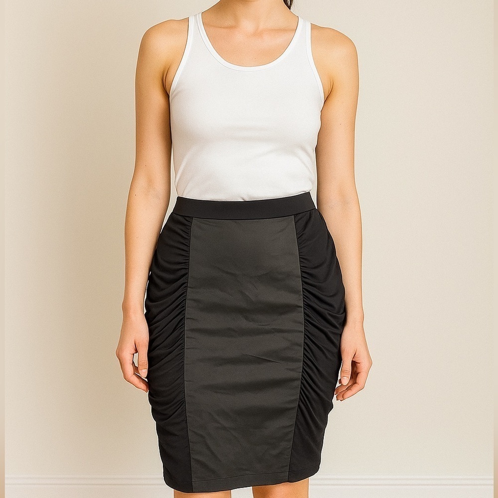 Lida Baday Black Draped Sides Pencil Skirt Size Medium